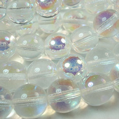 12mm Czech Round Glass Beads - Crystal AB