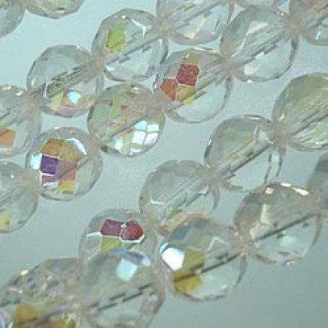 10mm Czech Firepolish Round Beads - Crystal AB
