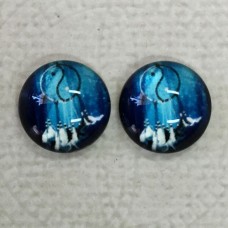12mm Art Glass Backed Cabochons  - Shuhaki Dreamcatcher Design 4 - Per Pair