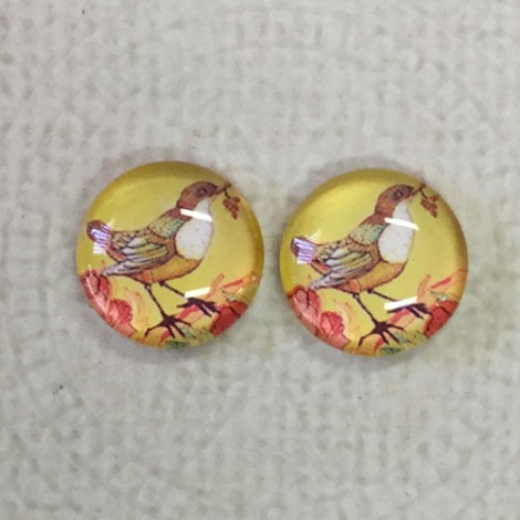 12mm Art Glass Backed Cabochons - Assorted Flower Design 1 - Per Pair 12mm Art Glass Backed Cabochons - Assorted Flower Design 1 - Per Pair