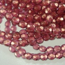 4mm Czech Firepolish Beads - Halo Cherub Pink - Pack of 50