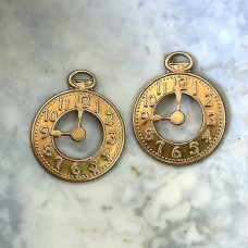 14mm Pocketwatch Raw Brass Charms - Pack of 5