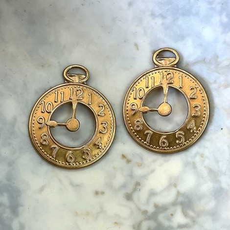 14mm Pocketwatch Raw Brass Charms - Pack of 5 14mm Pocketwatch Raw Brass Charms - Pack of 5