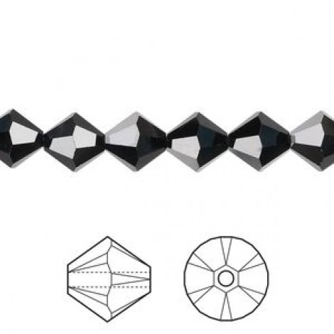 8mm Swarovski Crystal Bicones - Jet - Pack of 2