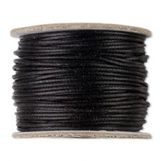 1mm Medium Waxed Black Cotton Cord - 22.86m spool 