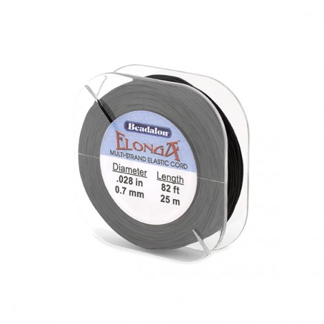 .7mm (0.28in) Beadalon Elonga Black Multi-Strand Stretch Cord - 25m (82ft)