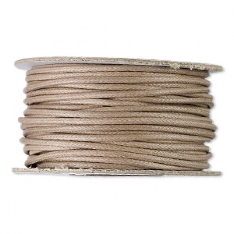 2mm Medium Waxed Woven Tan Cotton Cord - 22.86 metres