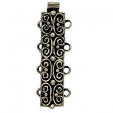 25x7mm European Quality Antique White Bronze Plated 4-Strand Clasp