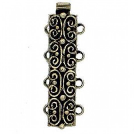 25x7mm European Quality Antique White Bronze Plated 4-Strand Clasp