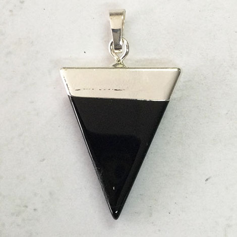 Triangle Gemstone Pendant w/Platinum Brass Findings - Black Onyx - each