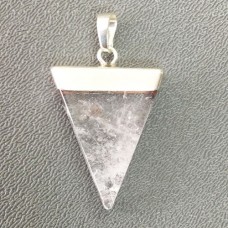 Triangle Gemstone Pendant w/Platinum Brass Findings - Crystal Quartz - each