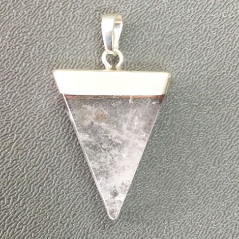 Triangle Gemstone Pendant w/Platinum Brass Findings - Crystal Quartz - each