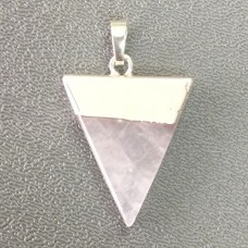 Triangle Gemstone Pendant w/Platinum Brass Findings - Rose Quartz - each