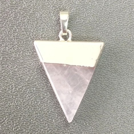 Triangle Gemstone Pendant w/Platinum Brass Findings - Rose Quartz - each