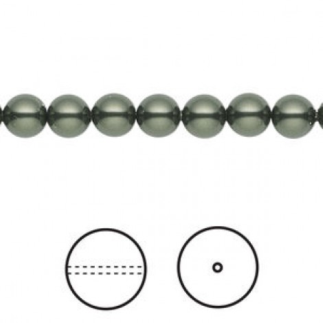 6mm Swarovski Crystal Pearls - Dark Green - Pack of 10 6mm Swarovski Crystal Pearls - Dark Green - Pack of 10