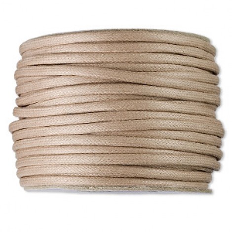 3mm Medium Waxed Woven Tan Cotton Cord - 22.86 metres