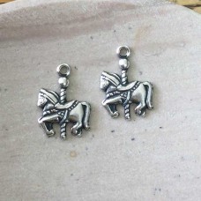 14mm Sterling Plated Carousel Horse Silver Charm (L) - Pack of 2
