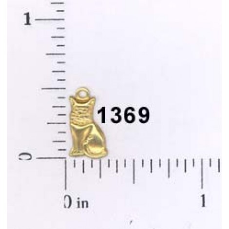 10mm Tiny Cat Raw Brass Charm (left)