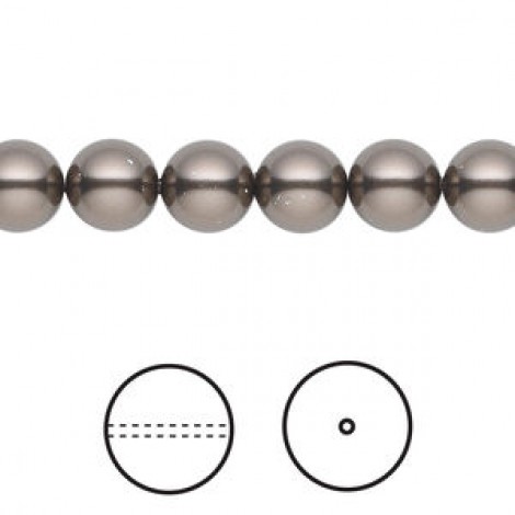 8mm Swarovski Crystal Pearls - Brown - Pack of 10