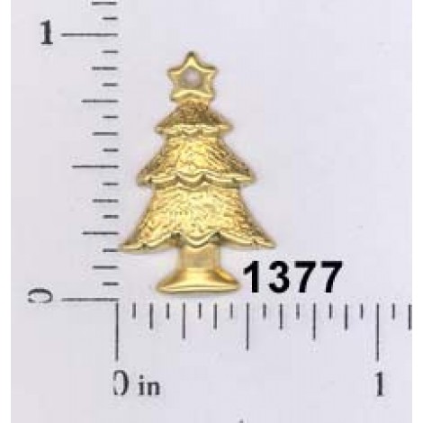 22mm Christmas Tree Raw Brass Charm
