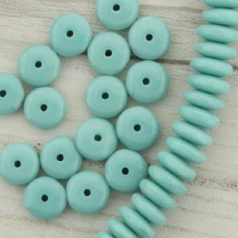 6mm Czech Rondelles - Opaque Turquoise - Pack of 20