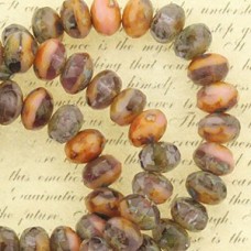 5x3mm Czech Faceted Rondelles - Purple-Pink Picasso - Pack of 20