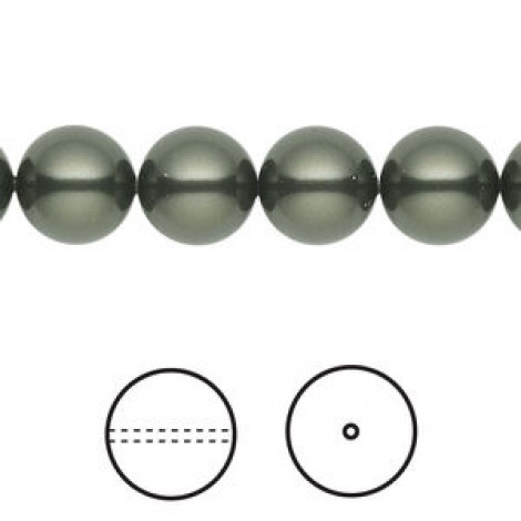 10mm Swarovski 5810 Crystal Pearls - Dark Green - Pack of 10