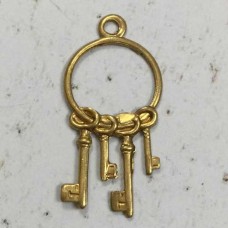 25mm Raw Brass Charm - Keys on Ring