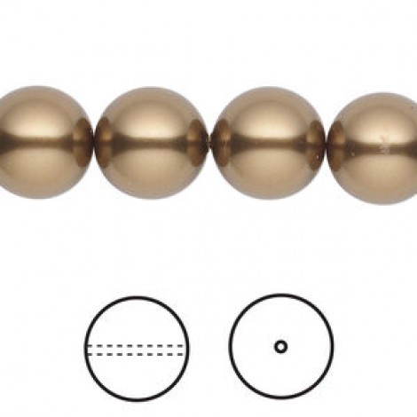 14mm Swarovski Crystal Large Hole Pearls - Ant Brass - Pack of 2 14mm Swarovski Crystal Large Hole Pearls - Ant Brass - Pack of 2