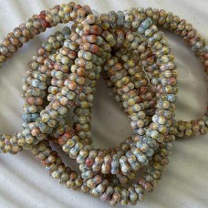 5mm Czech Forget-Me-Knot Daisy Glass Spacer Beads - Honey with Turquoise Wash - Pack of 50