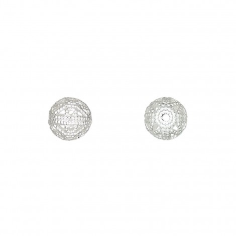 8mm Silver Plated Filigree Round Beads - Pack of 25