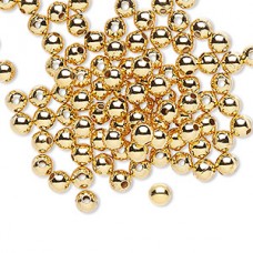 4mm Gold Plated Brass Round Spacer Beads w-0.8mm hole