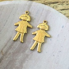 21mm Doll Raw Brass Charm - Pack of 3