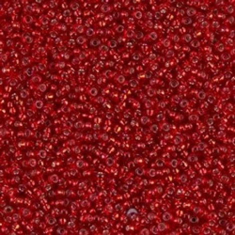 15/0 Miyuki Seed Beads - Dyed Silver Lined Red