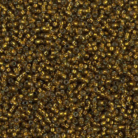 15/0 Miyuki Seed Beads - Silver Lined  Golden Olive - 12.5gm