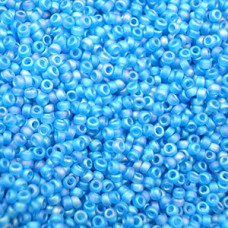 15/0 Miyuki Seed Beads - Matte Transparent Capri Blue AB - 12.5gm