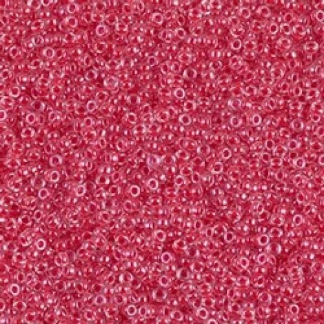 15/0 Miyuki Seed Beads - Dark Coral Lined Crystal