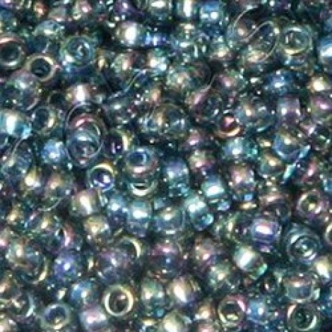 15/0 Miyuki Seed Beads - Tr Blue Gray Rainbow Luster