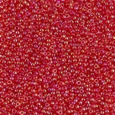 15/0 Miyuki Seed Beads - Transp Red AB