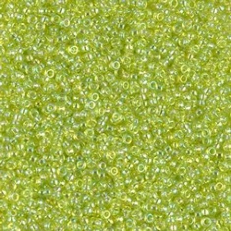 15/0 Miyuki Seed Beads - Transparent Chartreuse AB