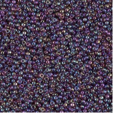 15/0 Miyuki Seed Beads - Transparent Dark Smoky Amethyst AB - 8.2gm