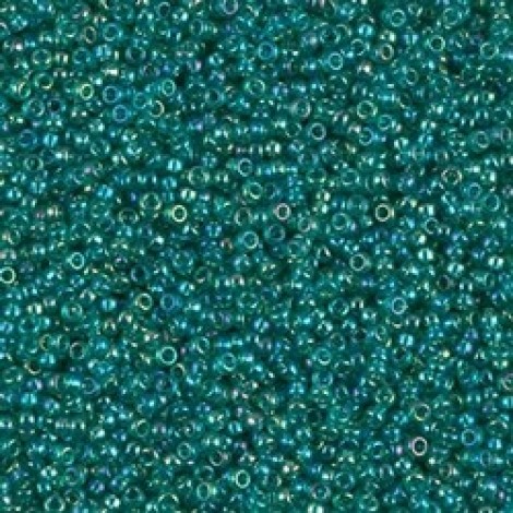 15/0 Miyuki Seed Beads - Transparent Emerald AB