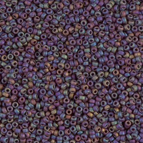 15/0 Miyuki Seed Beads - Matte Opaque Chocolate AB - 12.5gm