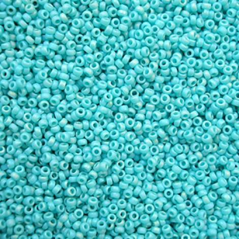 15/0 Miyuki Seed Beads - Matte Opaque Turquoise Green AB - 10gm 15/0 Miyuki Seed Beads - Matte Opaque Turquoise Green AB - 10gm