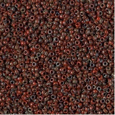 15/0 Miyuki Seed Beads - Opaque Red Picasso - 10gm