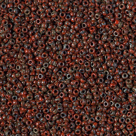 15/0 Miyuki Seed Beads - Opaque Red Picasso - 10gm 15/0 Miyuki Seed Beads - Opaque Red Picasso - 10gm