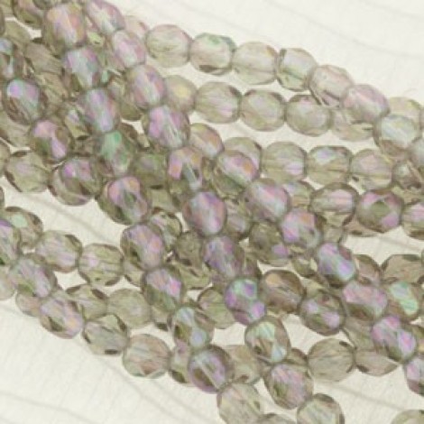 4mm Czech Firepolish Beads - Luster Iris Black Diamond - Pack of 50