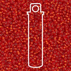 15/0 Miyuki Seed Beads - Matte Silver Lined Flame Red - 8.2gm
