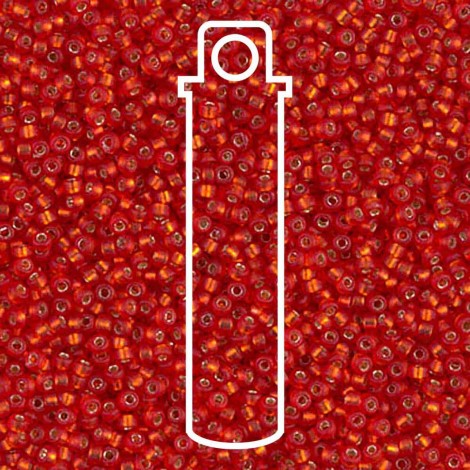 15/0 Miyuki Seed Beads - Matte Silver Lined Flame Red - 8.2gm 15/0 Miyuki Seed Beads - Matte Silver Lined Flame Red - 8.2gm