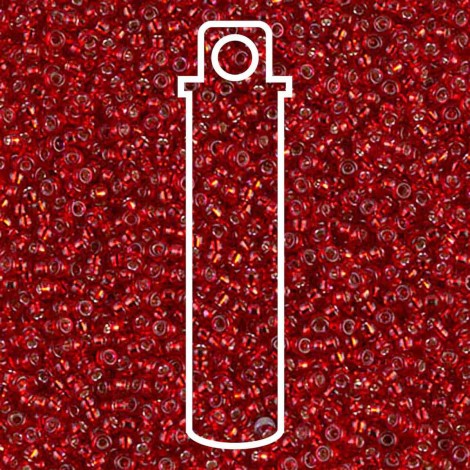 15/0 Miyuki Seed Beads - Dyed Silver Lined Red - 8.2gm